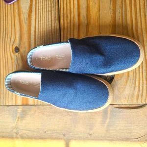 Toms Sunrise Navy Denim Slip on Mule